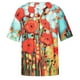thumbnail image 5 of Camiseta de cuello en V con estampado de flores escénicas de talla grande informal a la moda para mujer Fridja  hjk3913, 5 of 8