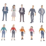 10Pcs Painted People Figures Train Prop Figure Layout Model (Random Style Color)
