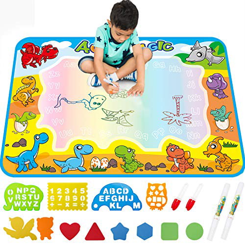 Tawcal Aqua Water Doodle Mat Magic Drawing Mat Mess Free Painting Board with 1 Drawing Pen Educational Toy for Kids Toddler 