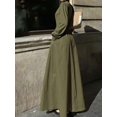 thumbnail image 2 of Olive Green Long Sleeve Zipper Front Maxi Dress For Women, Elegant Casual Style, 2 of 6