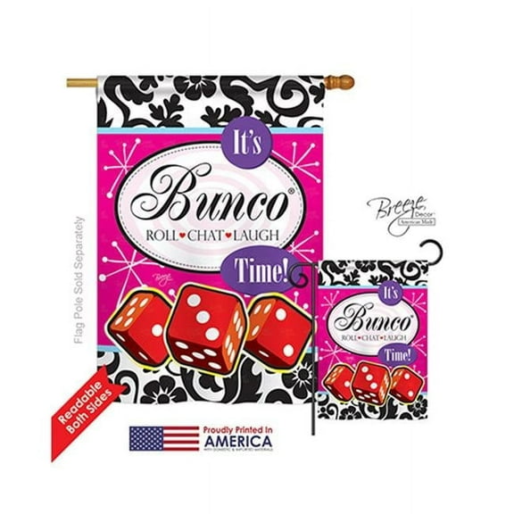 Breeze Decor 15098 Its Bunco Time 2-Sided Vertical Impression House Flag - 28 x 40 in.