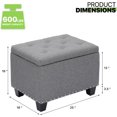 thumbnail image 2 of WSSYzyzf 25 Inches Storage Ottoman, Upholstered Linen Foot Rest Stool for Couch with Hinged Lid, Ottoman with Storage for Living Room, Bedroom, Entryway, Load up to 600 lbs, Grey, 2 of 9
