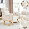 thumbnail image 6 of Rocking Chair Nursery, Nursing Rocking Chairs with Foot Rest for Mom Nursery, Rocker Glider Chair with Footrest and High Backrest for Living Room, Bedroom, Beige, 6 of 9