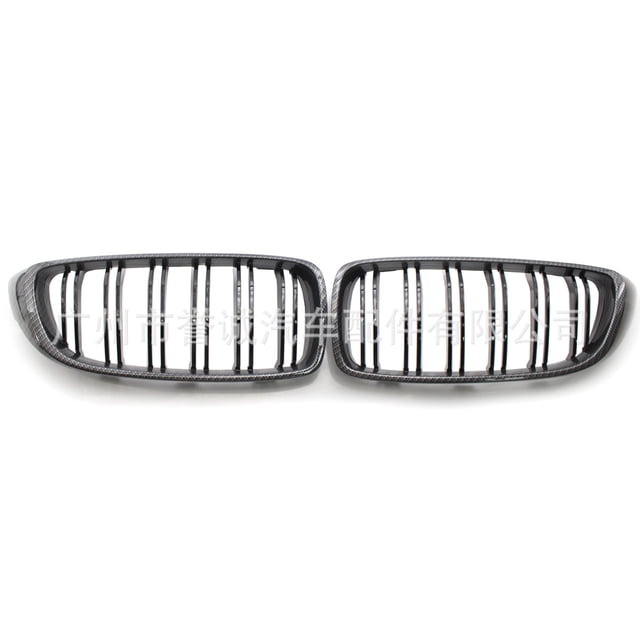Suitable for 2014-2016 BMW 4 Series F32 grille modification with carbon pattern frame and bright black double-line grille