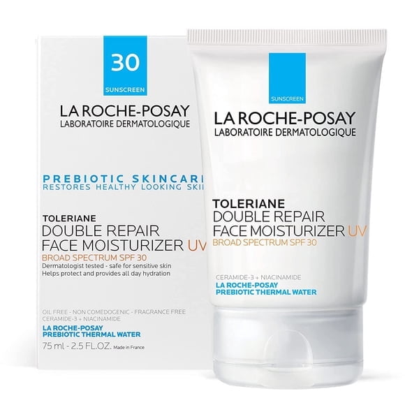Toleriane Double La Roche-Posay Repair UV FPS Moisturizer para rostro, humectante facial diario con protector solar FPS 30