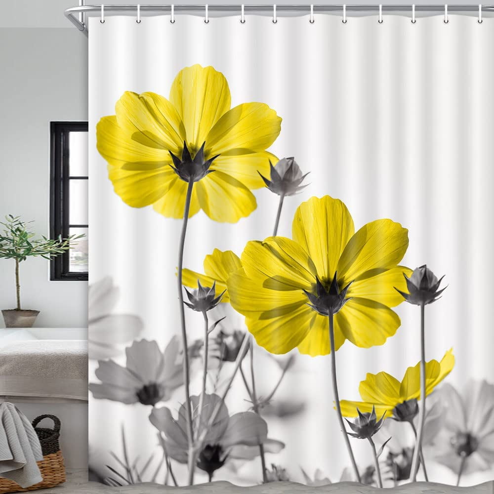  VOUGGIME Shower Curtain Farmhouse White Flowers A Budding Daisy  Waterproof Fabric Shower Curtains Set for Bathroom Accessory Bohemian Bathroom  Decor with 12pcs Hooks(36x72inches) White Green : Home & Kitchen