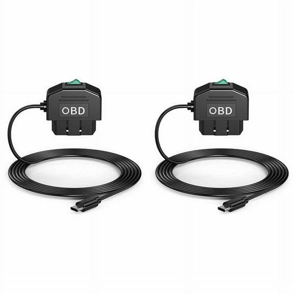 2X Dash Cam OBD Hardwire Kit, Dash Camera USB Type C Hardwire Kit with OBD Power Cable for Dashcam 12-24V to 5V/3A