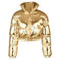 thumbnail image 4 of Luwomo Down Jackets for Womens Fall and Winter Stamping Clothes Cropped Long Sleeve Hooded Outerwear Tops Gold,M, 4 of 4