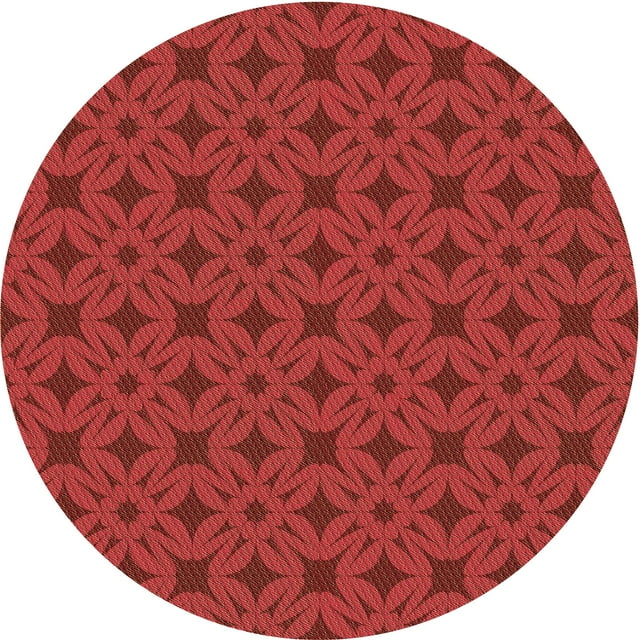 Ahgly Company Tapis Rond Lavable en Machine Intérieur Transitionnel Rouge, 3 Pieds Rond