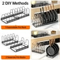 thumbnail image 3 of ORDORA Pots and Pans Organizer Rack, Expandable 11.71-22.85 Inch Pot Rack Under Cabinet, 10+ Adjustable Dividers Storage Pan Organizer Rack for Cookie Sheets, 3 of 8