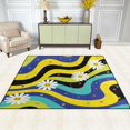 thumbnail image 3 of Area Rug Indoor 63"x48"in Non-Slip Wear Resistant Floor Mats Soft Large Carpets for Living Room Bedroom Home Decor Daisies on Yellow-blue Background, 3 of 7