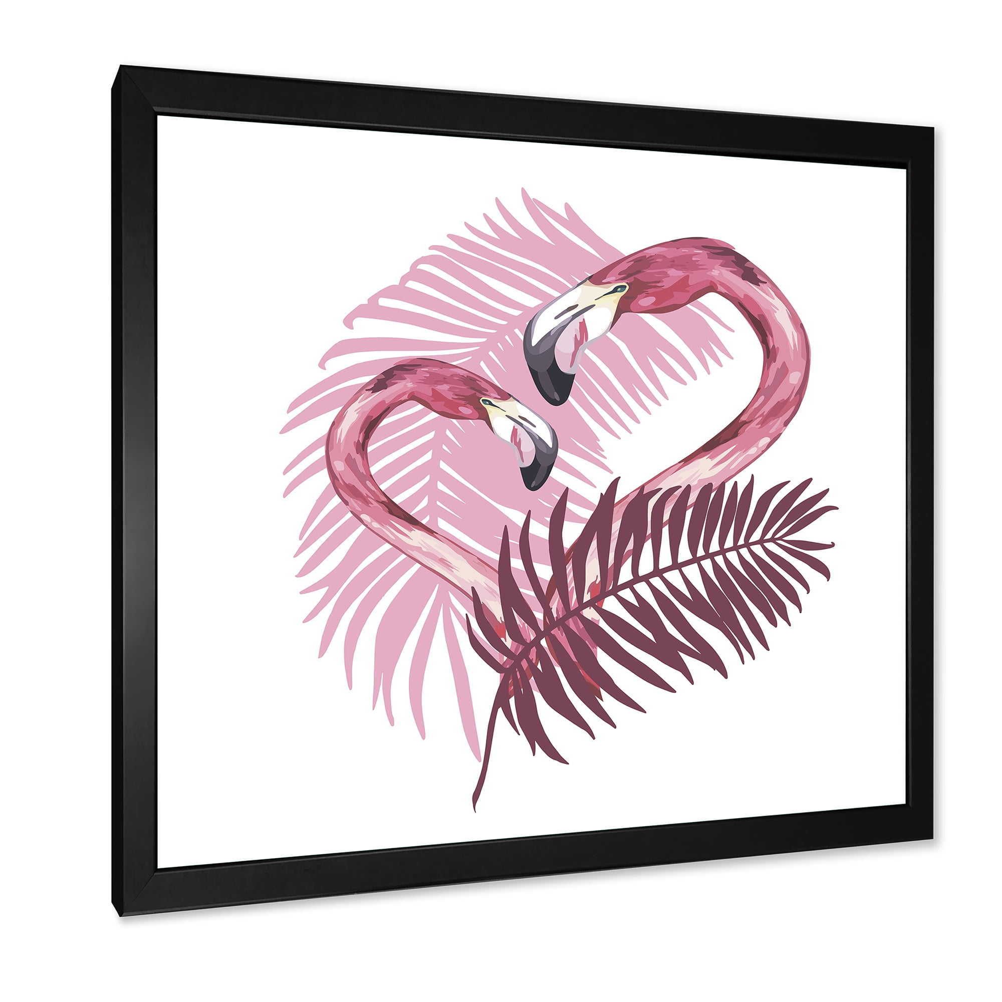 Designart 'Pink Flamingo In Tropical Summer I' Traditional Framed Art Print