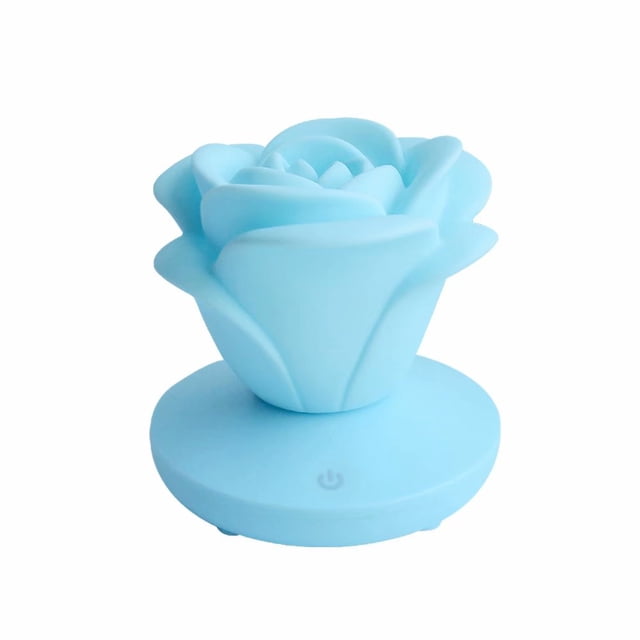 Night light rose flower night light USB charging desk lamp LED atmosphere silicone light blue