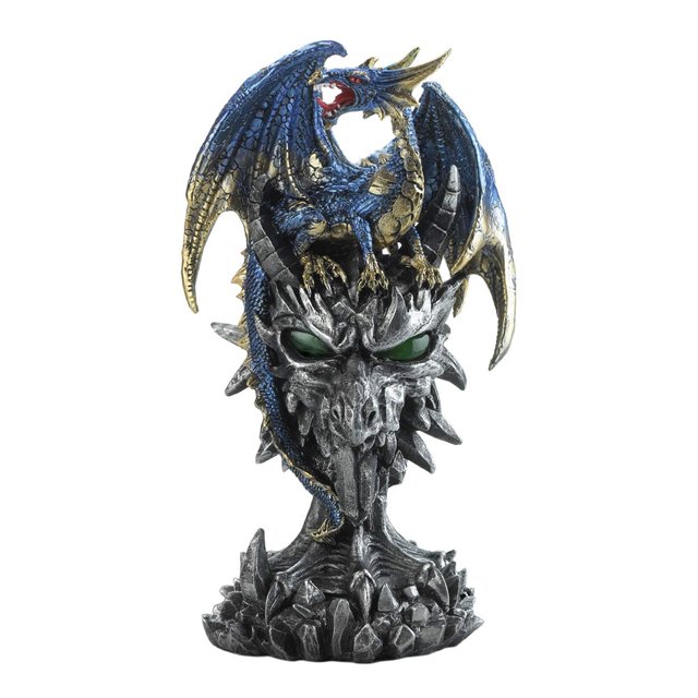 Estatua Guerrero Dragón Azul Dragon Crest 15x10x24 cm con LED