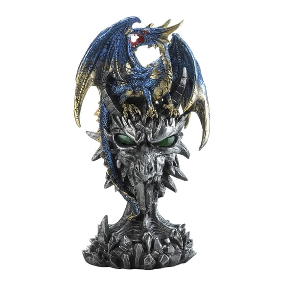 Estatua Guerrero Dragón Azul Dragon Crest 15x10x24 cm con LED