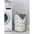 thumbnail image 3 of Modern Laundry Bag, Different Size Quarter Circle Shapes in Repeating Style Contemporary Greyscale Art, Basket with Handles Drawstring Closure for Laundromats, 13" x 19", Grey White, by Ambesonne, 3 of 4