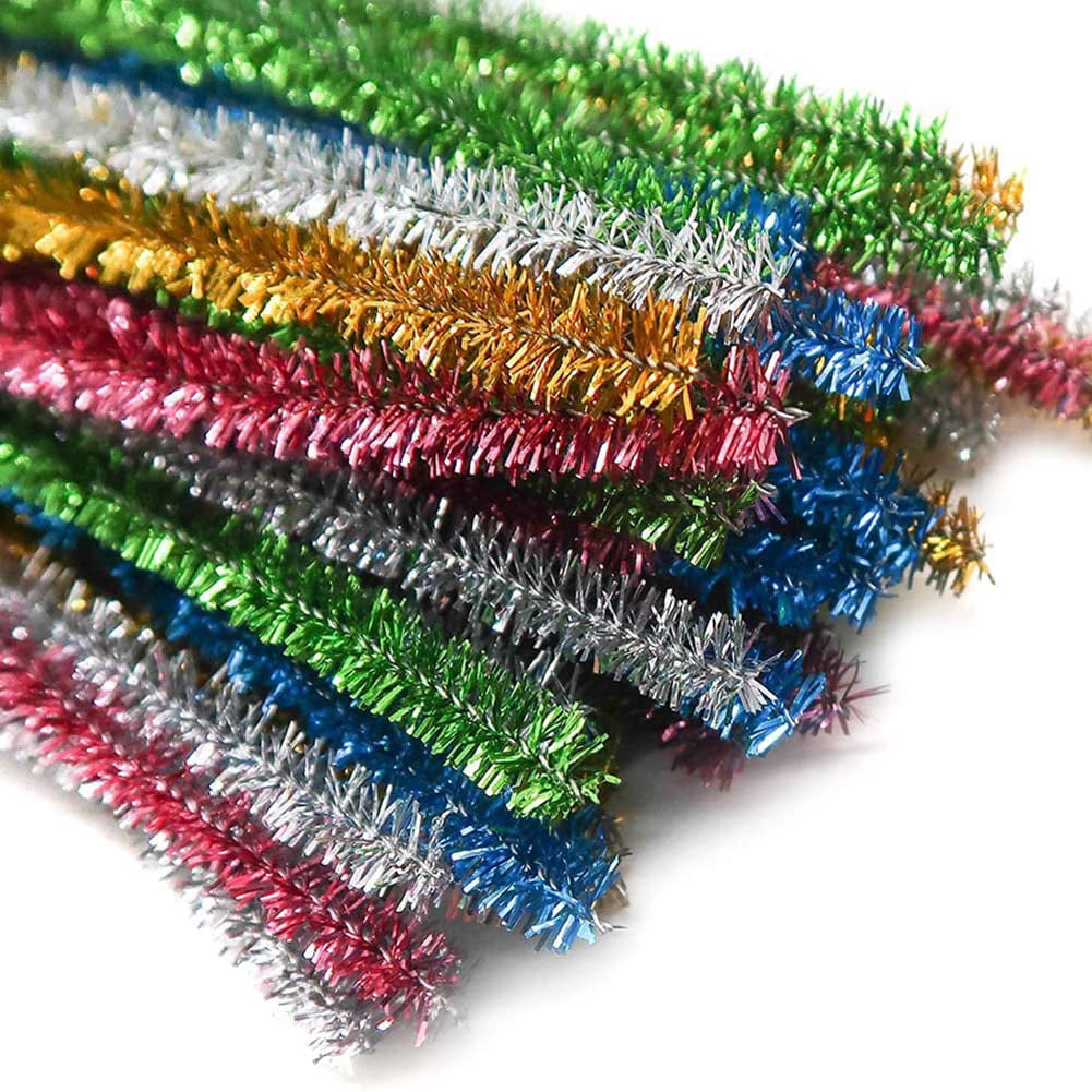 200 Pcs Shiny Tinsel Chenille Stems Sparkle Metallic Pipe Cleaners Bulk,  Wired Sticks for DIY Arts Crafts, Wedding, Home, Party, Christmas Holiday