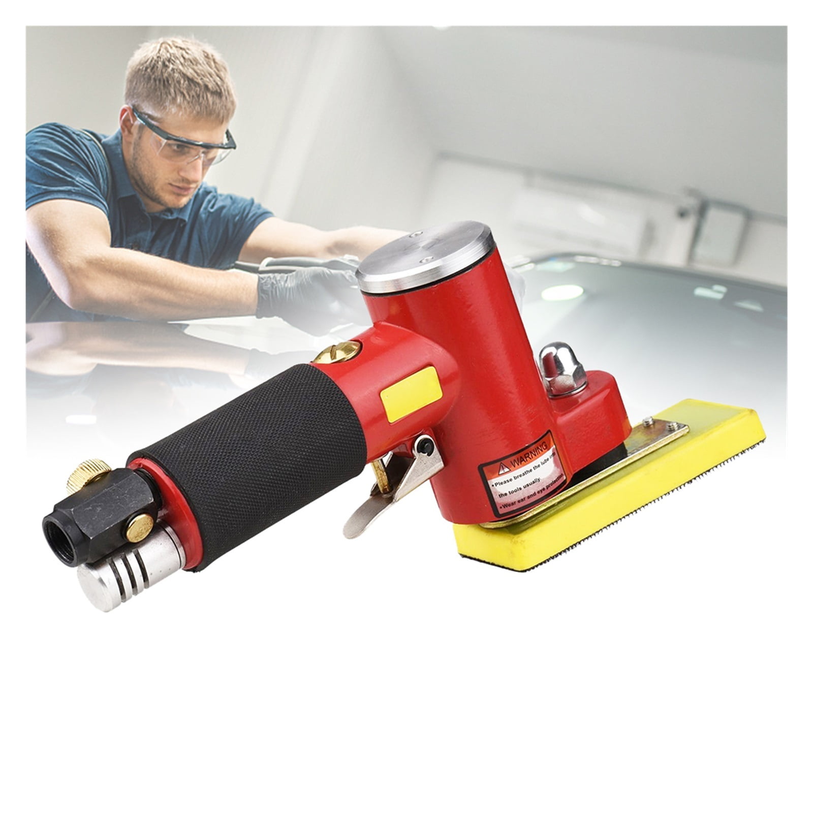 Mini Straight Line Air Sander with Sanding/ Rubber/Iron Pad Random Orbital Pneumatic Sander Air-operated Handheld Polisher Waxer
--------
,Low Vibration