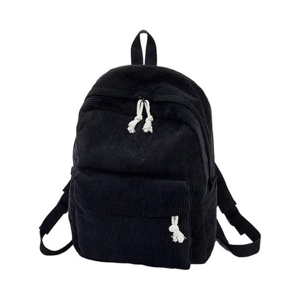 Qarigey de terciopelo, forro de poliéster de Color sólido, cremallera fácil de combinar, escolar universitaria para Mochilas Negro