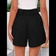 thumbnail image 5 of Pantalones Cortos de Trabajo Informales para Mujer, de Verano 2025, con Cintura Alta Elástica, Plisados, Aberturas Laterales y Bolsillos. Negro M, 5 of 9