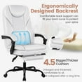 thumbnail image 5 of COOLHUT Executive Office Chair, Big and Tall Office Chair with Footrest Reclining Faux Leather Chair High Back Lumbar Support Ergonomic Office Chair with Padded Armrests, White, 5 of 11
