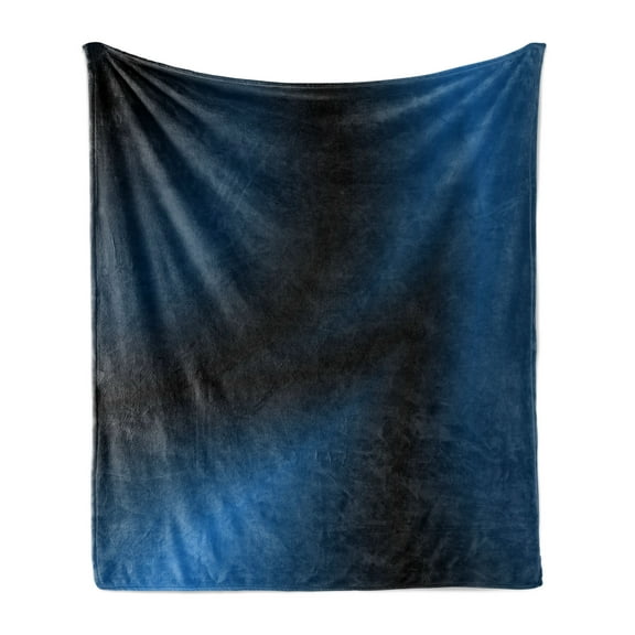 Navy Blue Soft Flannel Fleece Throw Blanket, Deep in the Majestic Ocean Themed Marine Colored Design Reflections Image, Cozy Plush for Indoor and Outdoor Use, 50" x 70", Dark Blue, by Ambesonne