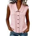 thumbnail image 3 of VBVC Women's Eyelet Embroidery Button Down Tank Top, Ladies' Peter Pan Collar Sleeveless Blouse, Casual Solid Color Summer Shirt For Women,Pink,S-3XL, 3 of 8