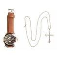 thumbnail image 2 of Reloj Hombre, Cadena Y Cruz Set De Con Estuche Color De La Correa Café Oscuro, 2 of 5