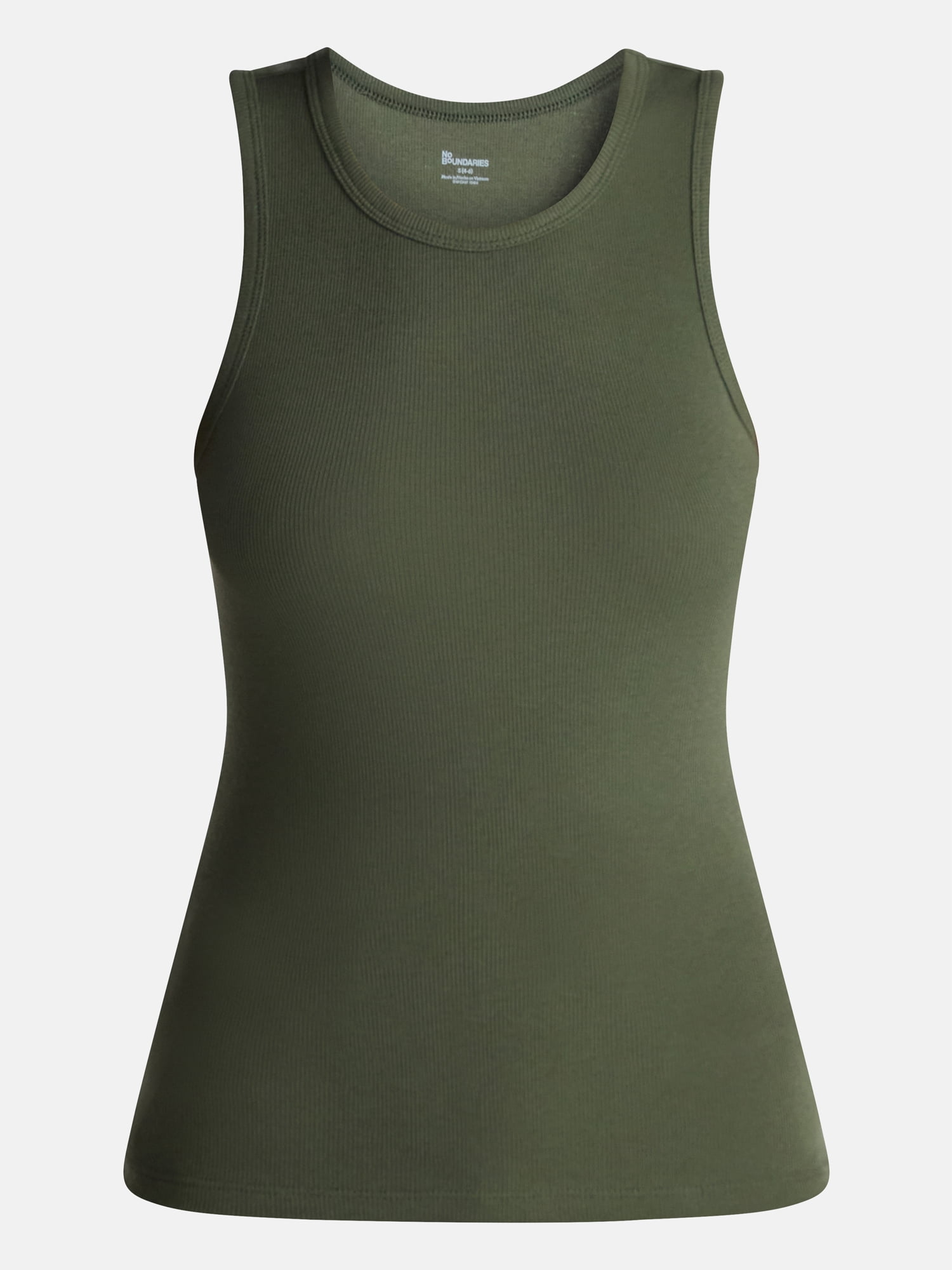 No Boundaries Ribbed High Neck Tank Top, Women's XXS-XXL