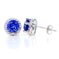 thumbnail image 2 of 2 Ct Blue Sapphire & Diamond Round Stud Earrings 14Kt White Gold, 2 of 2