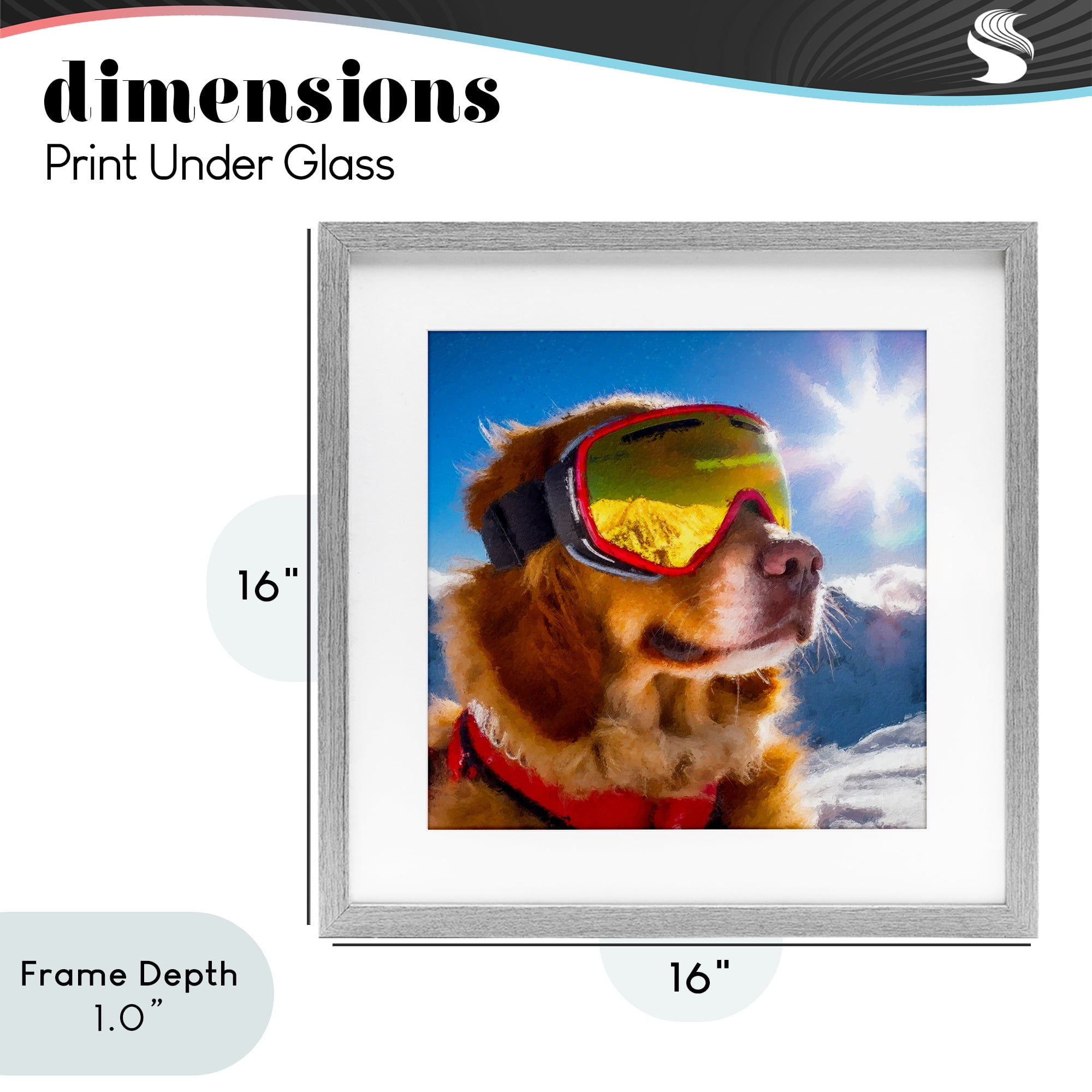 Stupell Industries Ski Goggles Retriever Gray Framed Print Under Glass, design by Sean Parnell