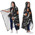 thumbnail image 2 of Wearable Blanket,Skeleton Pumpkin Halloween Pattern Hooded Wearable Sherpa Blanket for Adults & Teens,Winter Poncho Shawl Wrap Cape Thick Warm,50"x60", 2 of 5