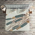 thumbnail image 2 of Ambesonne Jellyfish Quilted Coverlet 3 Pcs, Boho Feather Shells Fish, Queen Size, Grey Beige Brown, 2 of 2