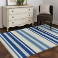 thumbnail image 4 of Vintage Stripes Washable Area Rugs 3'x5', Navy Blue Beige Striped Retro Lines Low Pile Throw Living Room Rug Non-Slip Sturdy Edge Binding Carpet for Indoor Entryway Bedside Kitchen, 4 of 9