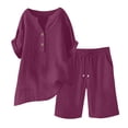 thumbnail image 6 of Resicozy 2 Piece Sets for Women Summer Shorts Oversized Short Sleeve and Bermuda Shorts Lounge Sets Matching Outfits Clothing Dark Purple L, 6 of 6