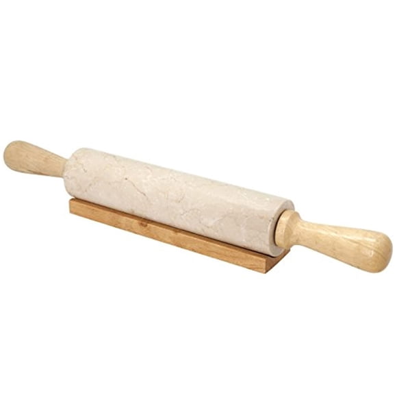 Rodillo de Mármol Champagne Natural Creative Home 46 cm con Soporte de Madera