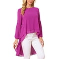 thumbnail image 4 of INSPIRAR CHIC Blusas Asimétricas de Manga Larga con Cuello Redondo para Mujeres, Casual y Elegante, en Chiffon, Talla XL, Púrpura Profundo, 4 of 6
