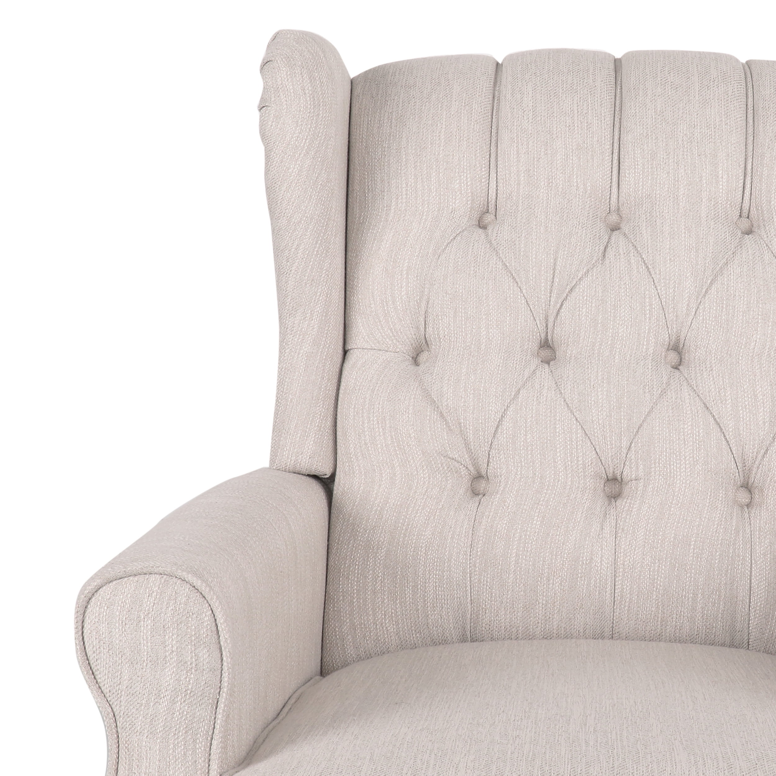 Noble House Dowd Fabric Tufted Wingback Rocking Chair, Beige and Dark Brown