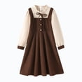 thumbnail image 4 of EnJoCho Teen Girls Long Sleeve Midi Dress Summer Ruffl𝖾s A-Lined Sundress Kids Button Pleated Casual Elegant Shirt Dress, 4 of 9