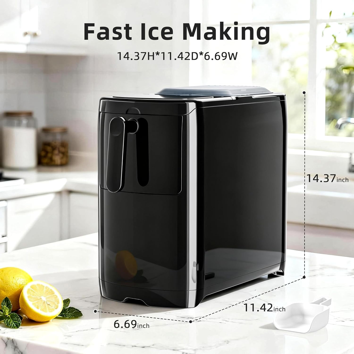 WAA 18Lbs/24H Portable Ice Maker Self-Cleaning,One-Touch,Ice Scoop for Home Office(Black)