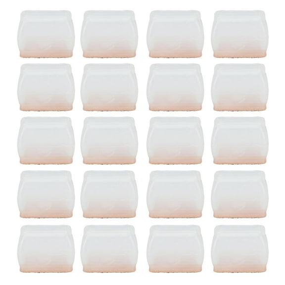 Neyseki 20Pcs Chair Leg Protector for Hardwood Floor Rubber Felt Furniture Pad Cover Non Scratches Noise Transparent Rectangle