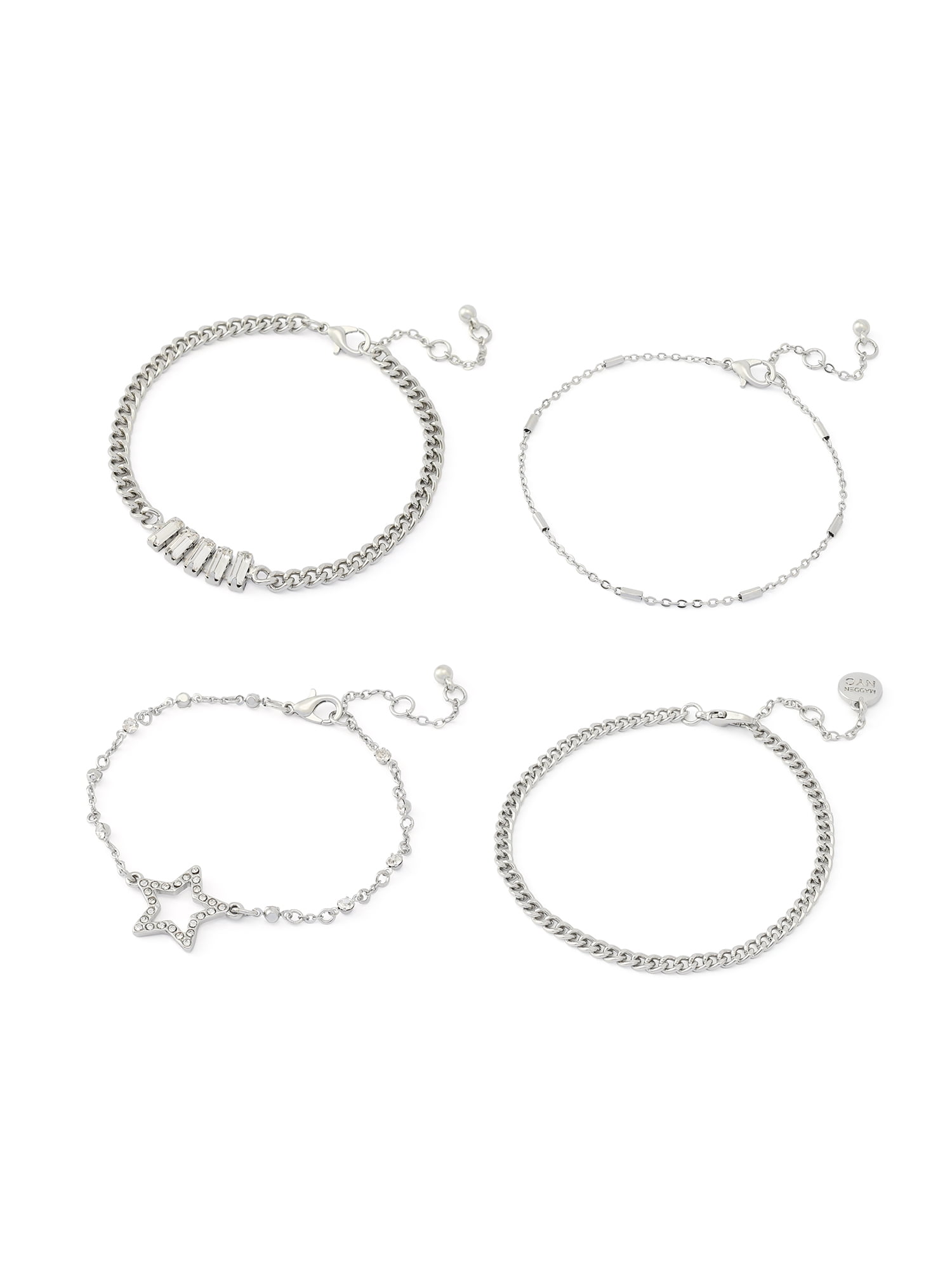 Madden NYC Women's Fashion Crystal Pavé Star 4-Piece Bracelet Set