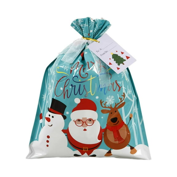 Christmas Candy Bags with Drawstring, Santa Elk Gift Bags for Candy, Cookies, Chocolates, Small Gifts, Holiday Party Favor Pouches