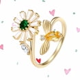thumbnail image 4 of 1 pieza de anillo de apertura en forma de flor de abeja creativa anillo giratorio delicado elegante anillo de dedo elegante regalo de joyería para mujeres niñas (dorado), 4 of 5