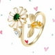 thumbnail image 4 of 1 pieza de anillo de apertura en forma de flor de abeja creativa anillo giratorio delicado elegante anillo de dedo elegante regalo de joyería para mujeres niñas (dorado), 4 of 5