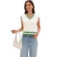 thumbnail image 6 of DARING DIVA Women's Cropped Sweater Vest Summer Tank Tops S Apricot Green, 6 of 7