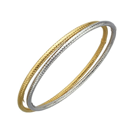 Bangle Bracelet Set in 14kt Gold-Plated Sterling Silver