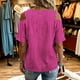thumbnail image 4 of Neewe Women's 2026 Spring Summer Striped V Neck Short Sleeve Pullover Blouse Off Shoulder T-Shirts, 4 of 6