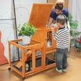 thumbnail image 6 of COZIWOW Wooden Rabbit Hutch Hamster Habitat Bunny House Outdoor w/ 4 Casters 2 Cleaning Trays, 6 of 24