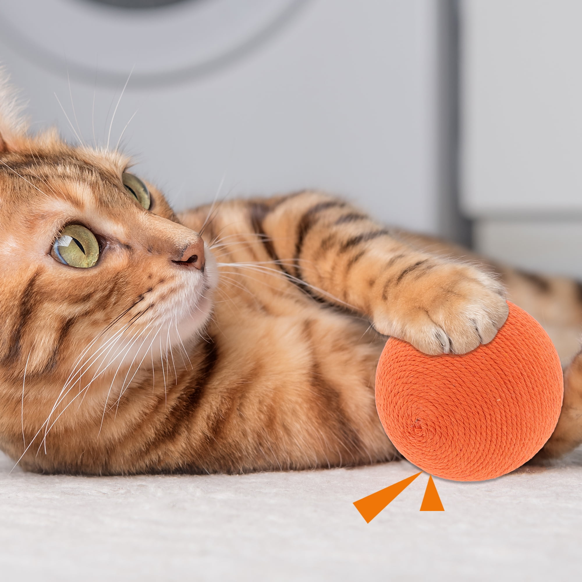 Unique Bargains Playing Ball with Bell for Cat Playtime Orange